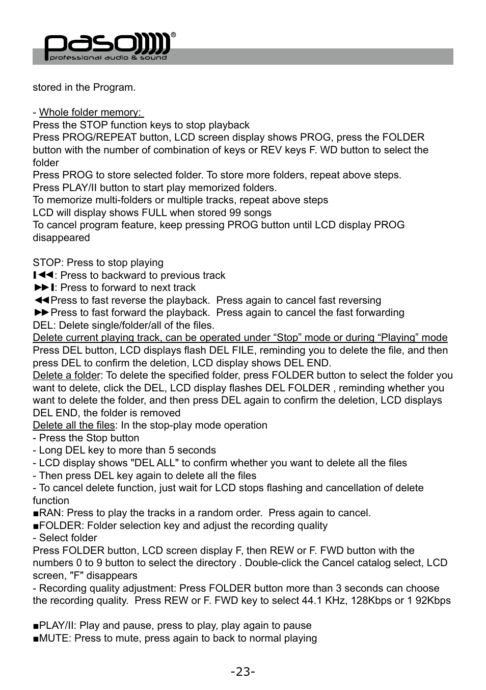 Paso Sound WPSS150M User Manual | Page 24 / 32