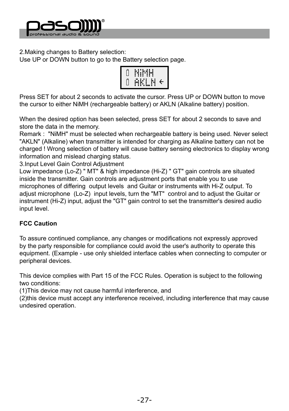 Paso Sound WPSS150M User Manual | Page 28 / 32