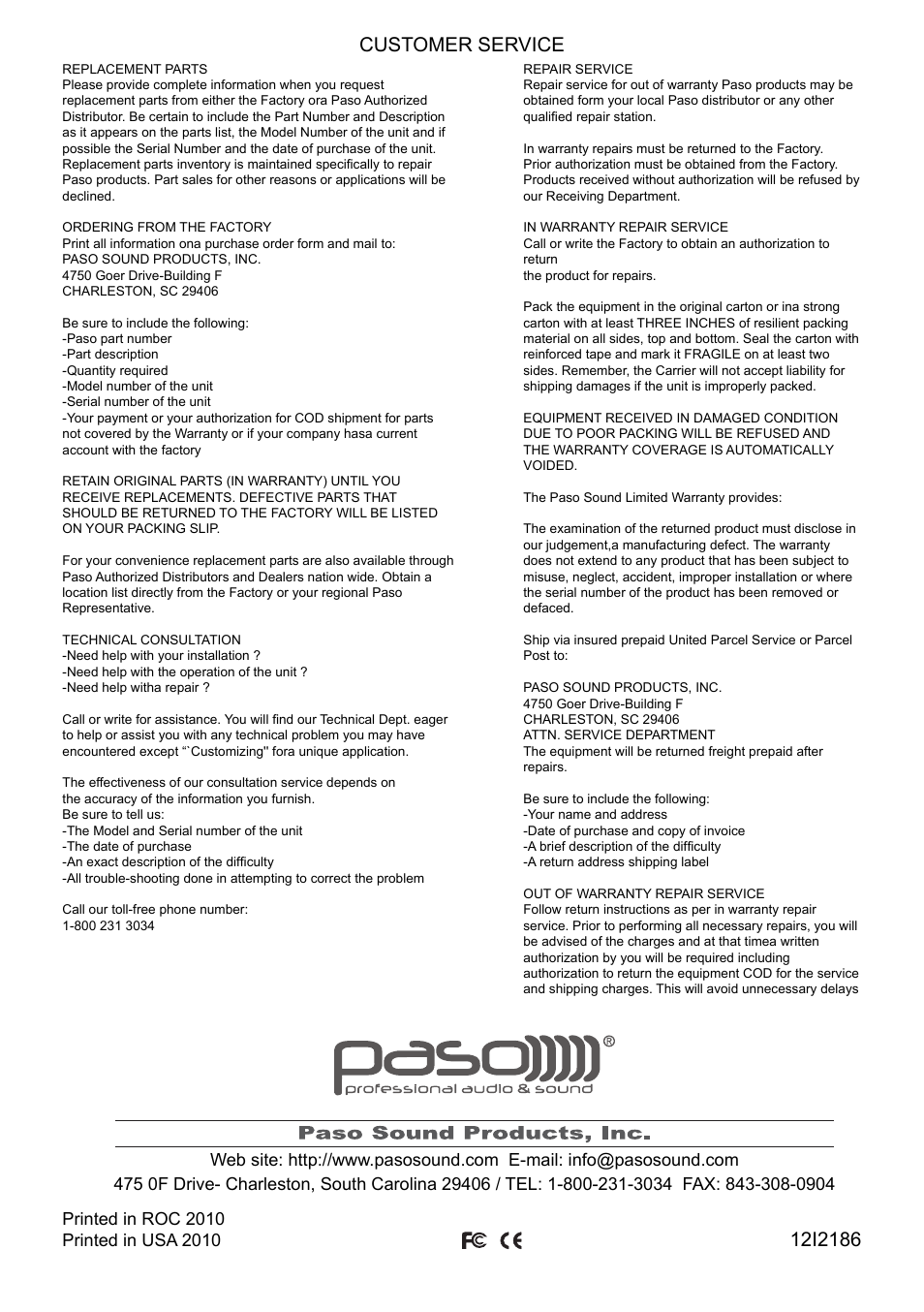 Paso Sound WPSS150M User Manual | Page 32 / 32