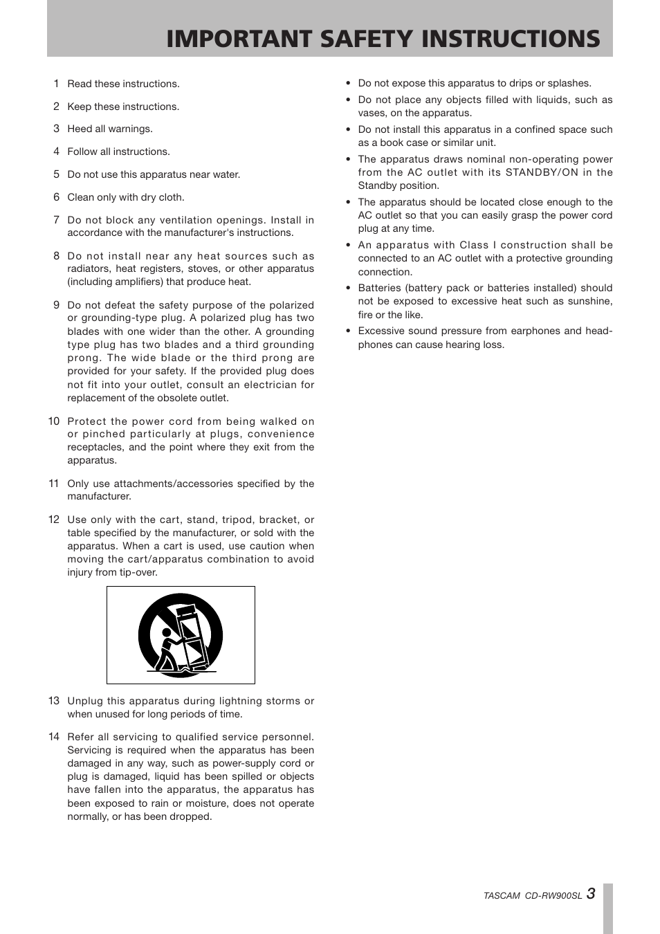 Important safety instructions | Paso Sound PCDRW900SL User Manual | Page 3 / 36