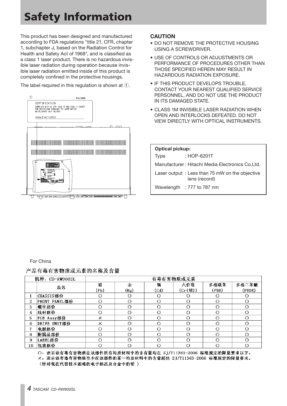 Safety information | Paso Sound PCDRW900SL User Manual | Page 4 / 36