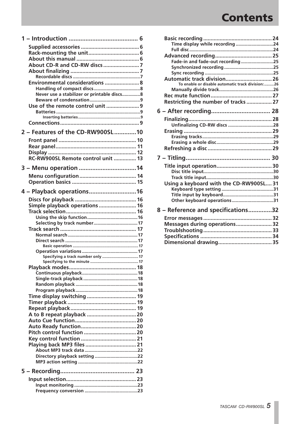 Paso Sound PCDRW900SL User Manual | Page 5 / 36