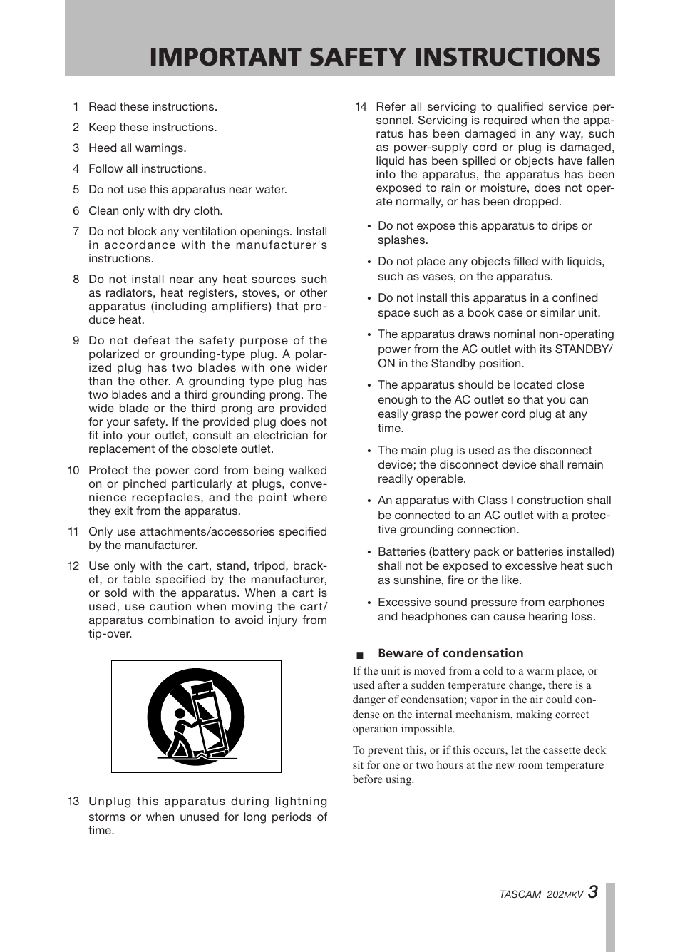 Important safety instructions | Paso Sound P202MKV User Manual | Page 3 / 28