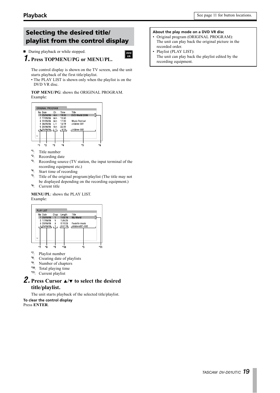 Playback, Press cursor, Press topmenu/pg or menu/pl | Paso Sound PDVD01U User Manual | Page 19 / 44