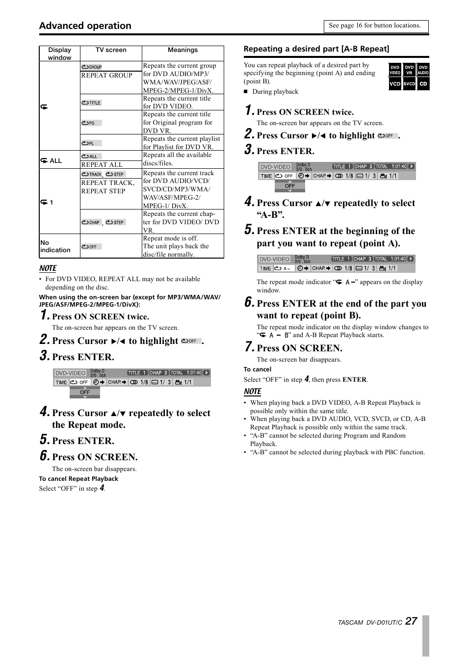 Repeating a desired part [a-b repeat | Paso Sound PDVD01U User Manual | Page 27 / 44