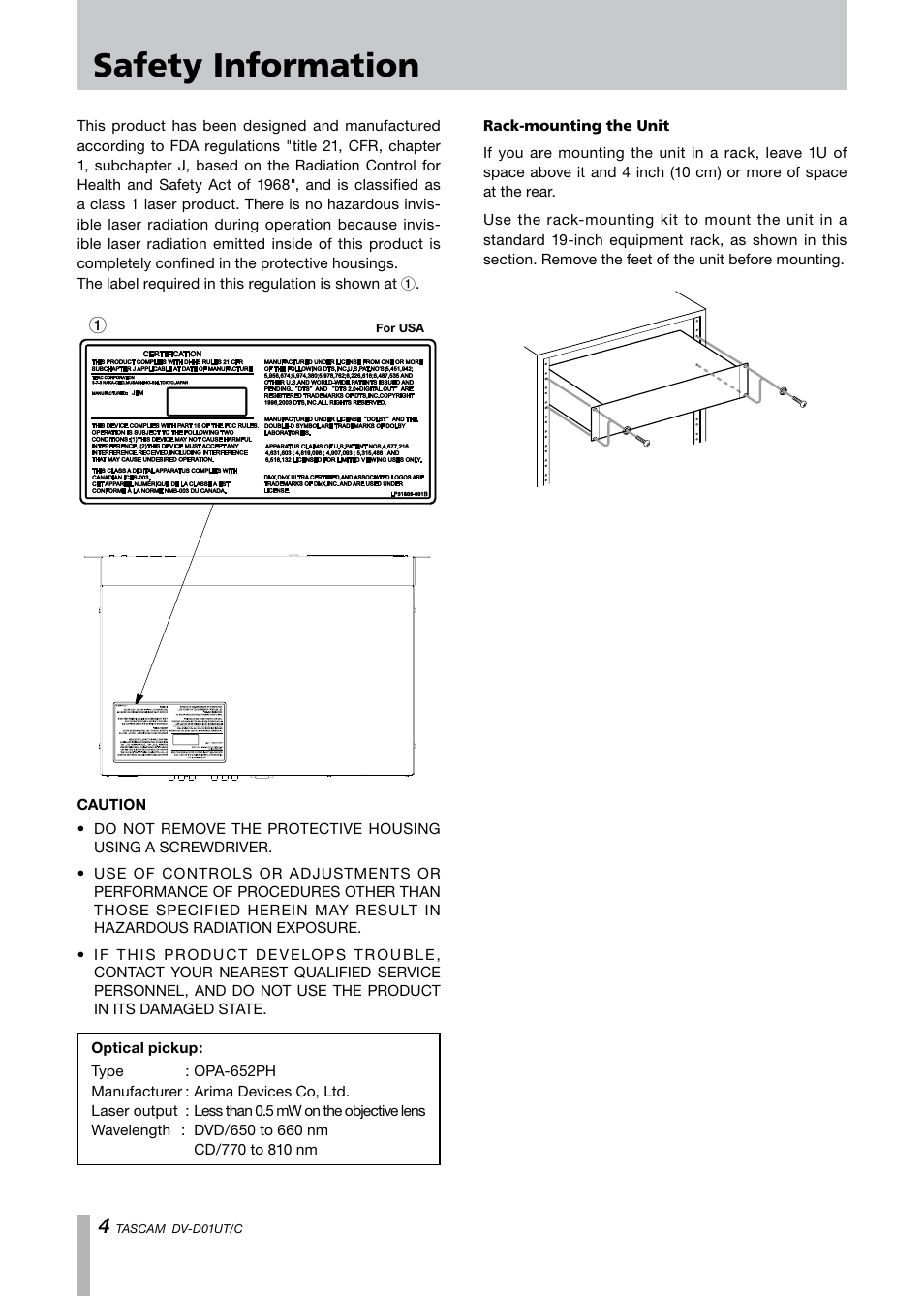 Safety information | Paso Sound PDVD01U User Manual | Page 4 / 44