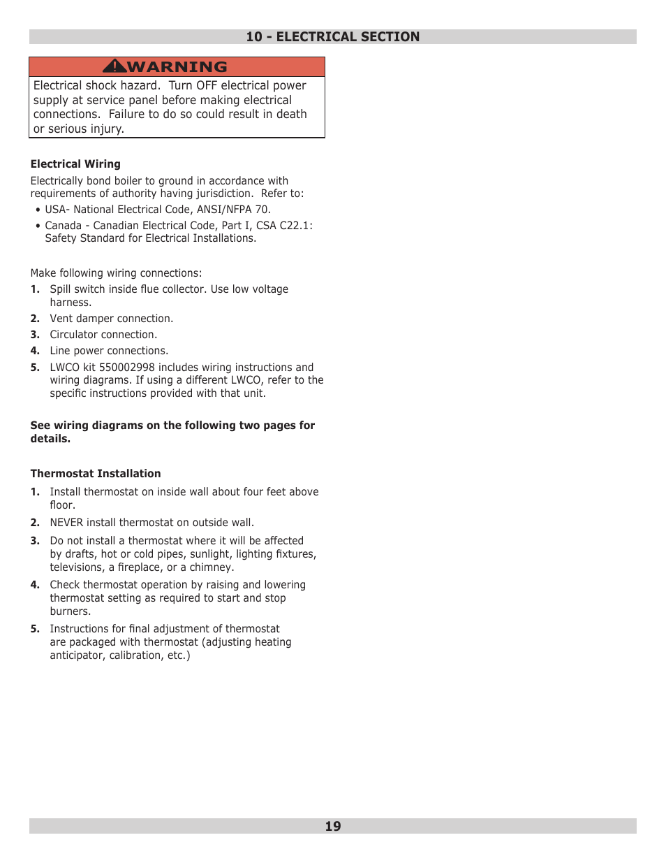 Warning | Pennco 15B045FE User Manual | Page 19 / 32