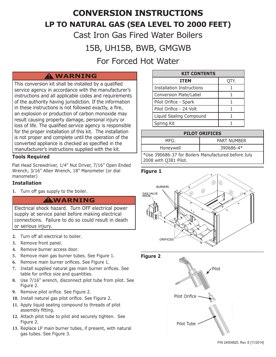 Pennco LP TO NATURAL GAS User Manual | 4 pages