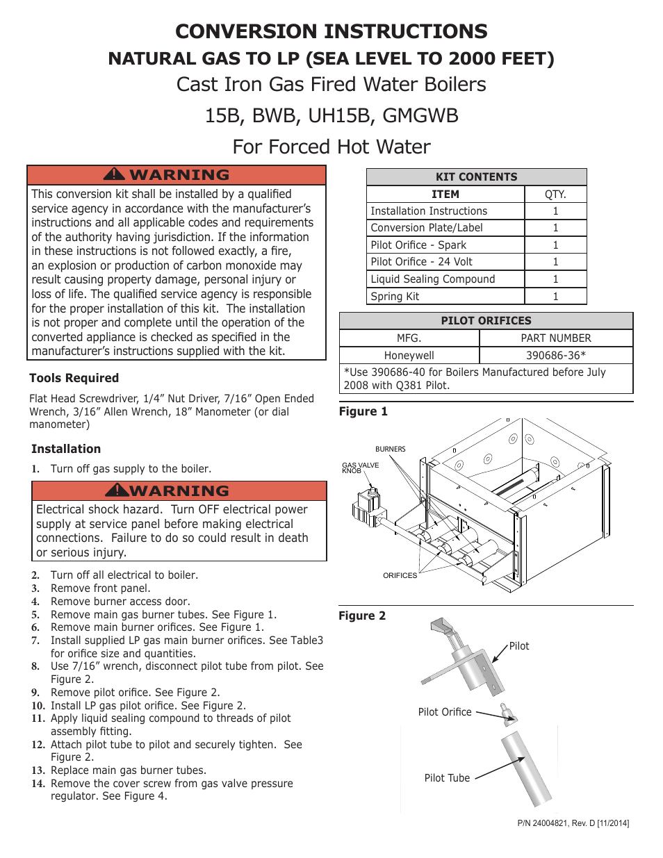 Pennco NATURAL GAS TO LP User Manual | 4 pages