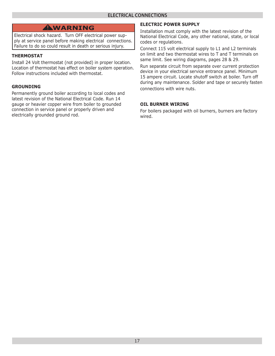Warning | Pennco 3KW0.60 User Manual | Page 17 / 32