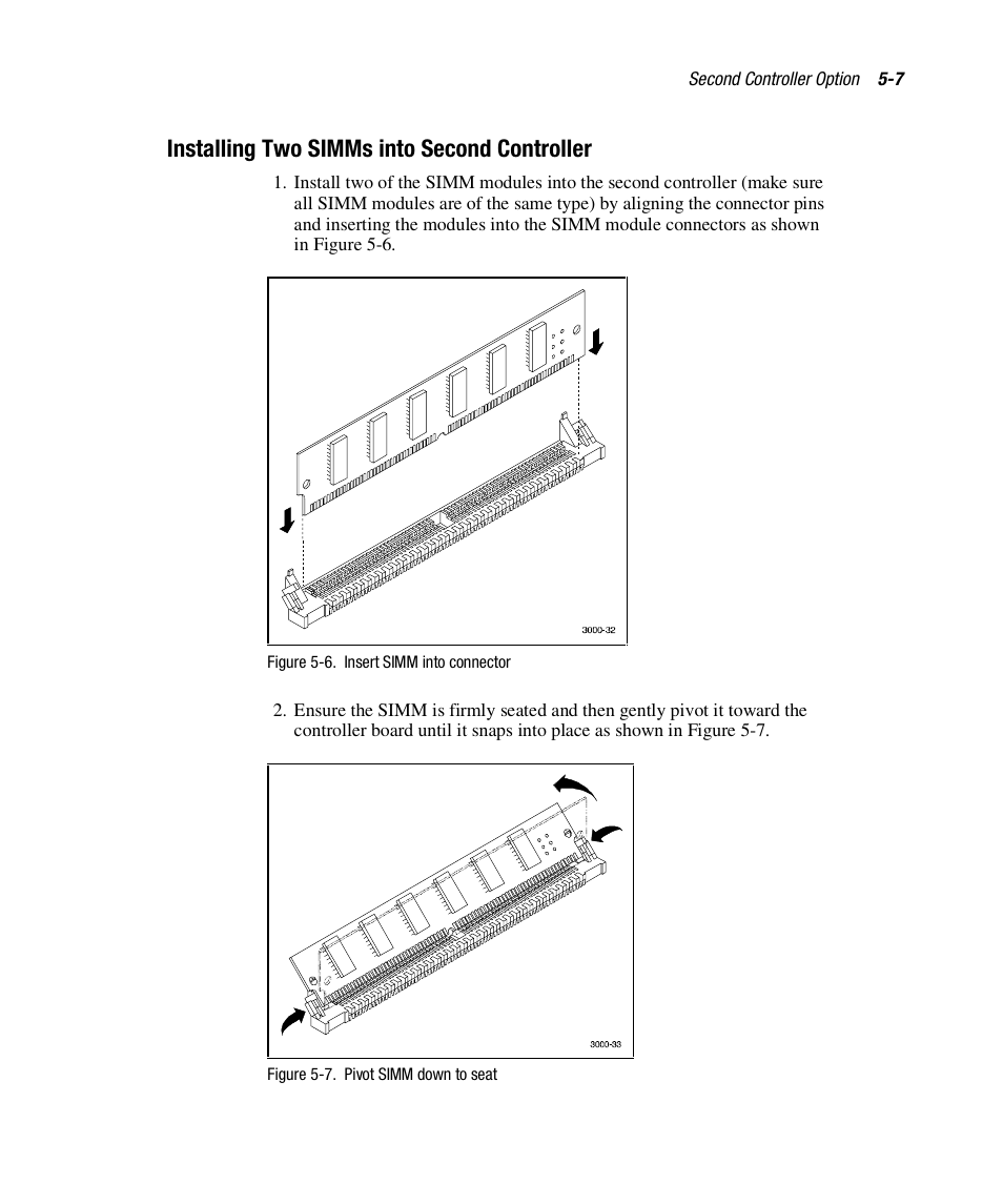 Installing two simms into second controller | Compaq RAID ARRAY 3000 EK-SMCPO-UG. C01 User Manual | Page 103 / 112