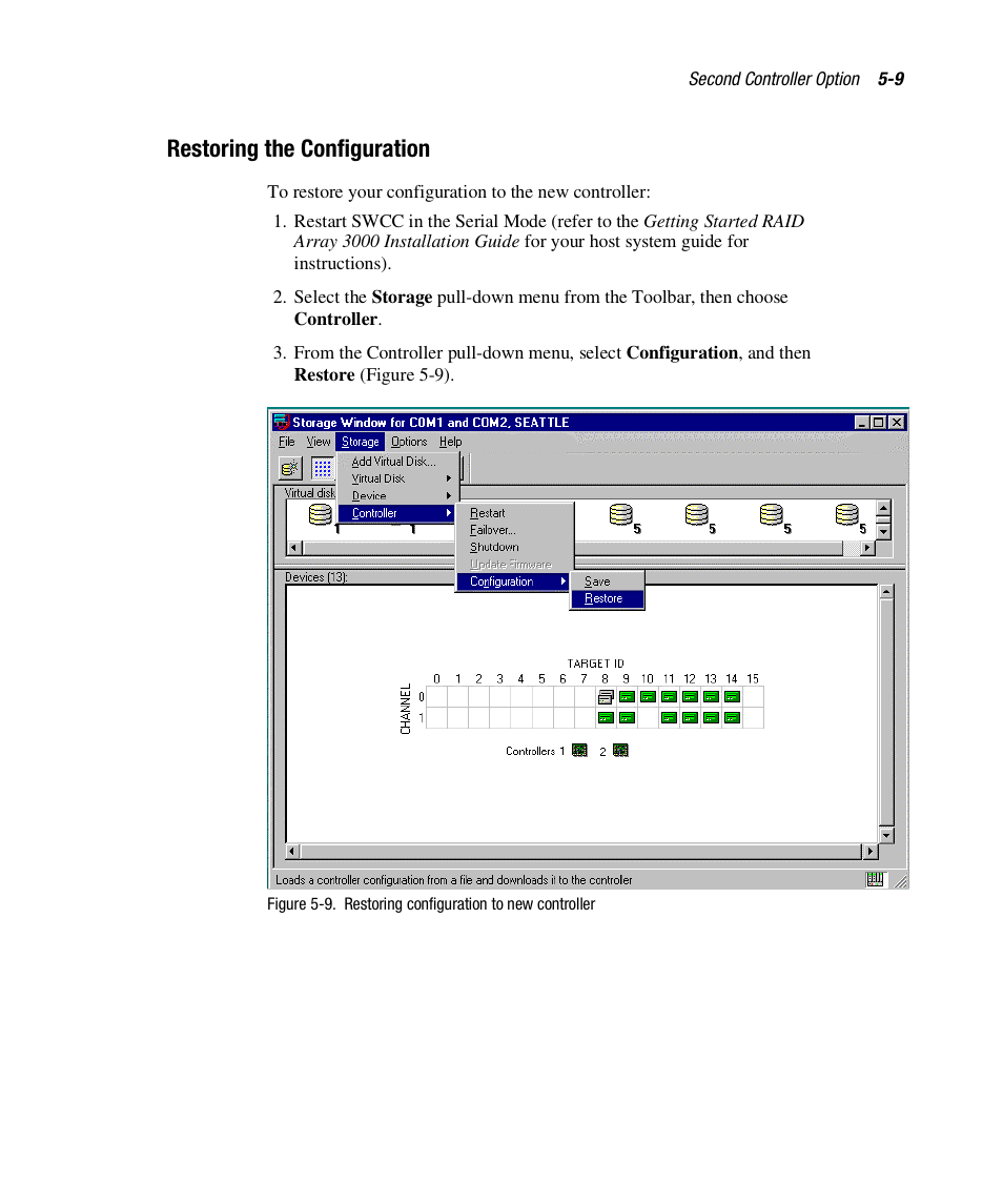 Restoring the configuration | Compaq RAID ARRAY 3000 EK-SMCPO-UG. C01 User Manual | Page 105 / 112