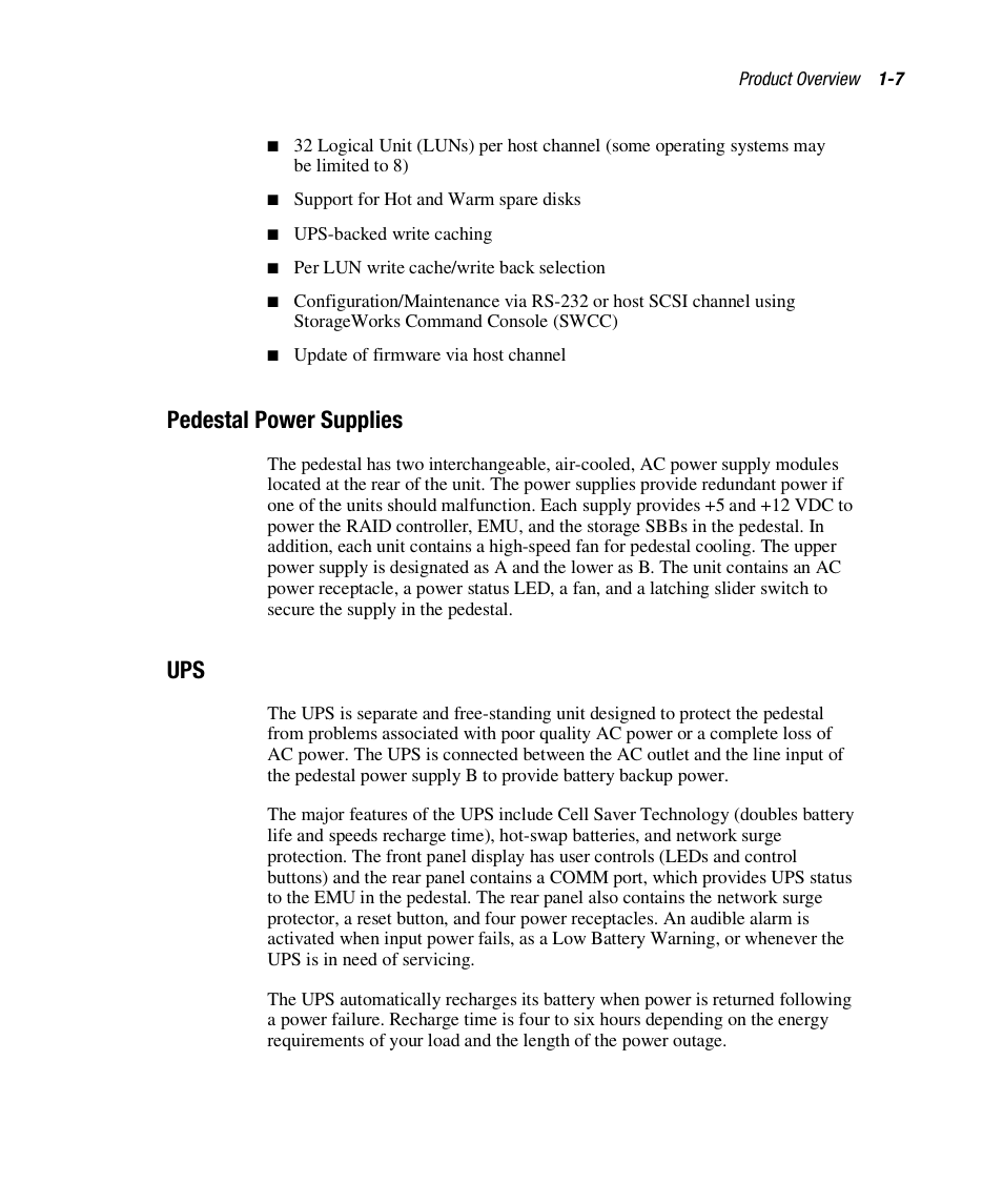 Pedestal power supplies | Compaq RAID ARRAY 3000 EK-SMCPO-UG. C01 User Manual | Page 23 / 112