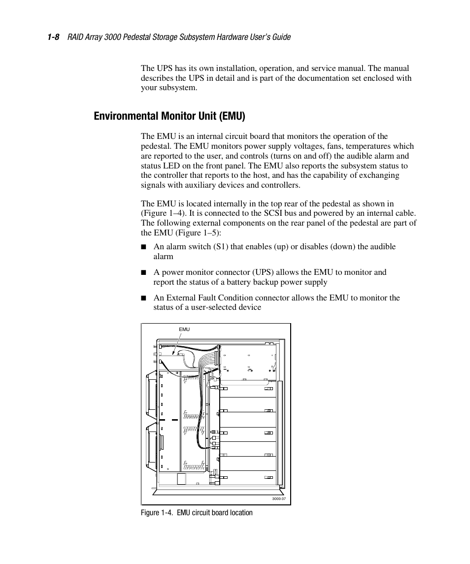 Environmental monitor unit (emu) | Compaq RAID ARRAY 3000 EK-SMCPO-UG. C01 User Manual | Page 24 / 112