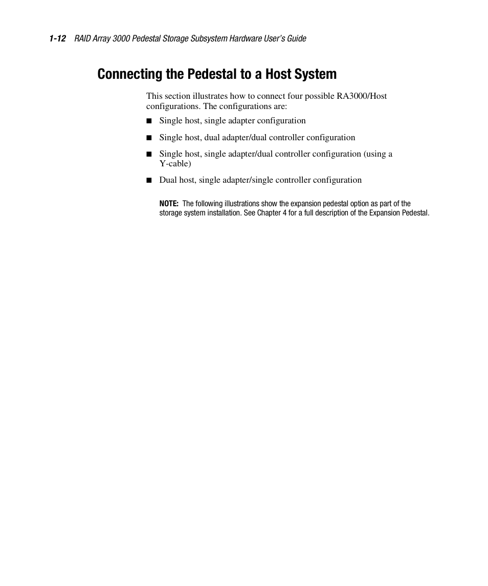 Connecting the pedestal to a host system | Compaq RAID ARRAY 3000 EK-SMCPO-UG. C01 User Manual | Page 28 / 112