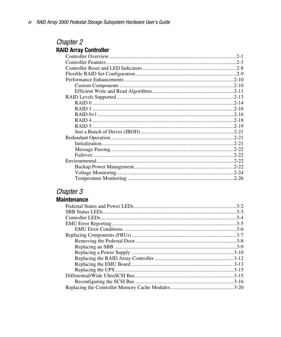 Chapter 2, Chapter 3 | Compaq RAID ARRAY 3000 EK-SMCPO-UG. C01 User Manual | Page 4 / 112