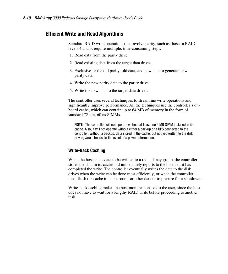 Efficient write and read algorithms | Compaq RAID ARRAY 3000 EK-SMCPO-UG. C01 User Manual | Page 44 / 112
