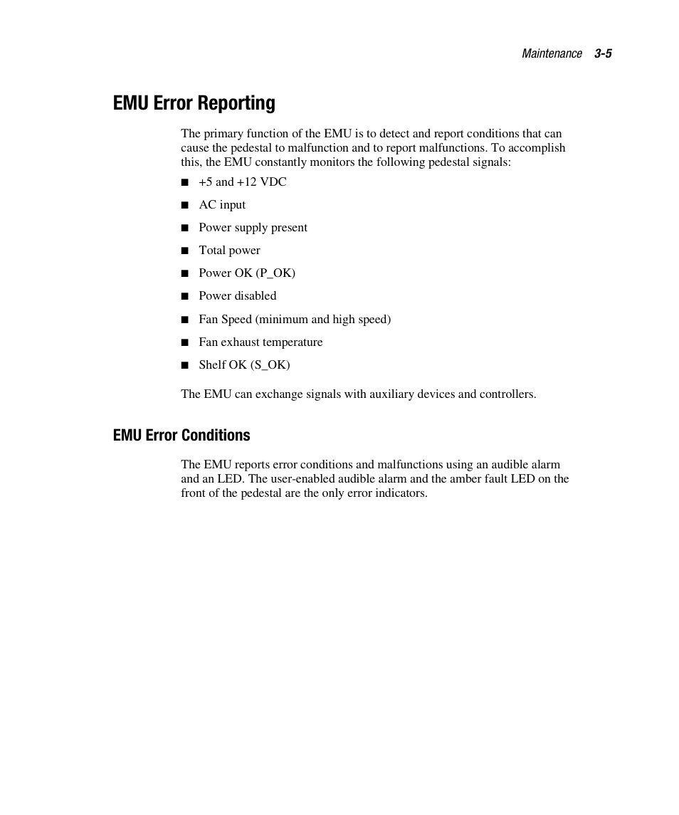 Emu error reporting, Emu error conditions | Compaq RAID ARRAY 3000 EK-SMCPO-UG. C01 User Manual | Page 65 / 112