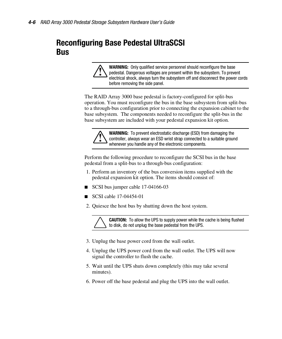 Reconfiguring base pedestal ultrascsi bus | Compaq RAID ARRAY 3000 EK-SMCPO-UG. C01 User Manual | Page 86 / 112