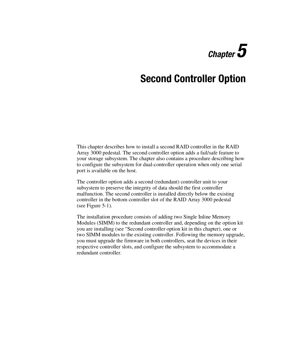 Second controller option, Chapter | Compaq RAID ARRAY 3000 EK-SMCPO-UG. C01 User Manual | Page 97 / 112