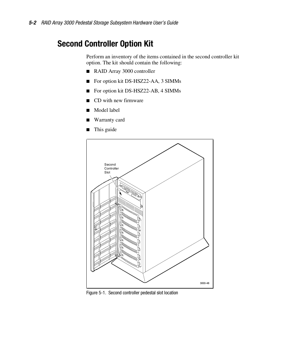 Second controller option kit | Compaq RAID ARRAY 3000 EK-SMCPO-UG. C01 User Manual | Page 98 / 112