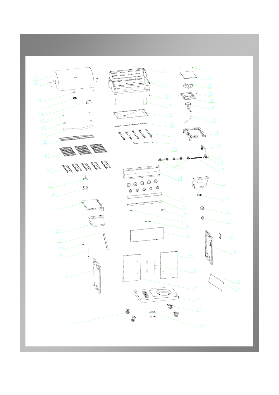 Grill parts diagram | Permasteel PG-40503S0L User Manual | Page 7 / 38