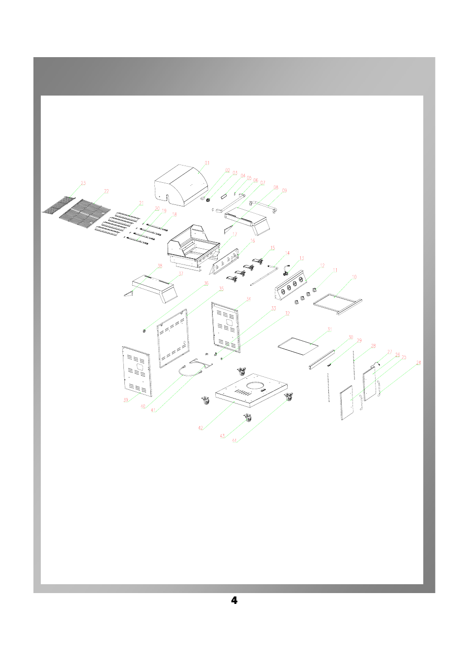 Grill parts diagram | Permasteel PG-50403SRL User Manual | Page 7 / 26