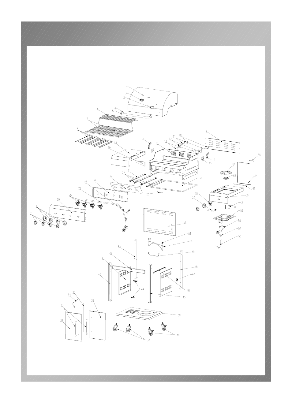 Grill parts diagram | Permasteel PG-50404S0L User Manual | Page 7 / 28