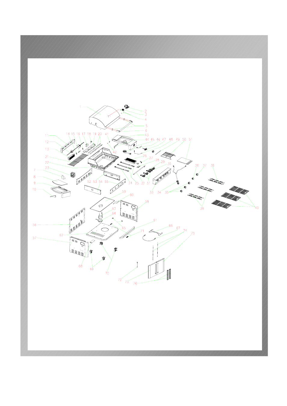 Grill parts diagram | Permasteel PG-50410SRLB User Manual | Page 6 / 33