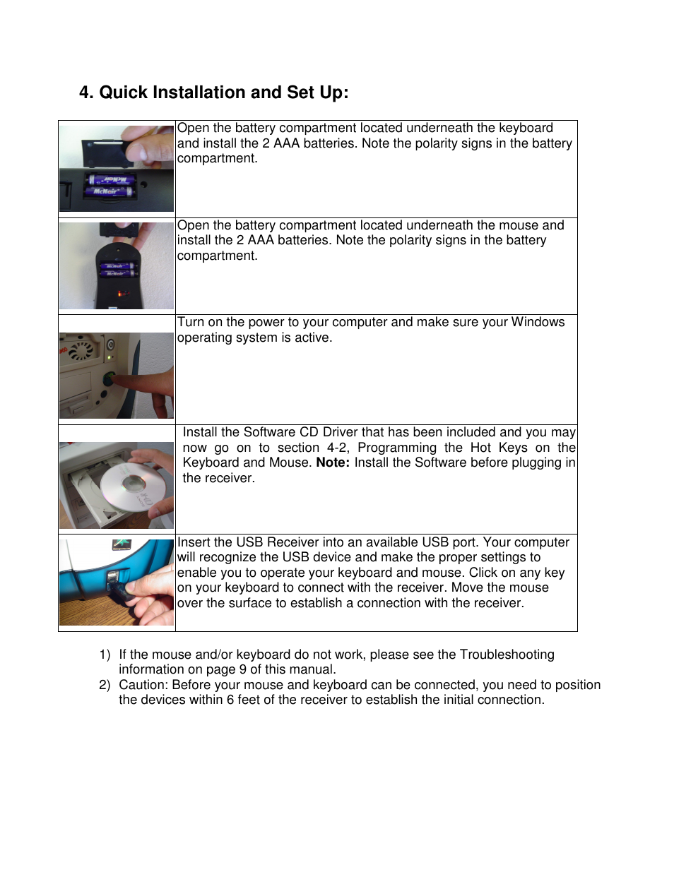 Quick installation and set up | Compaq 61000101 User Manual | Page 4 / 11