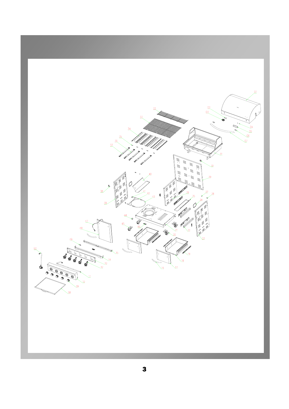 Grill parts diagram | Permasteel PG-50506SRLA-SC User Manual | Page 6 / 26