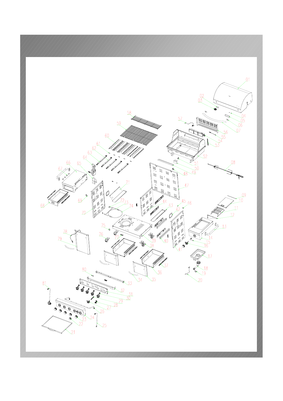 Grill parts diagram | Permasteel PG-50506SRLA User Manual | Page 7 / 31