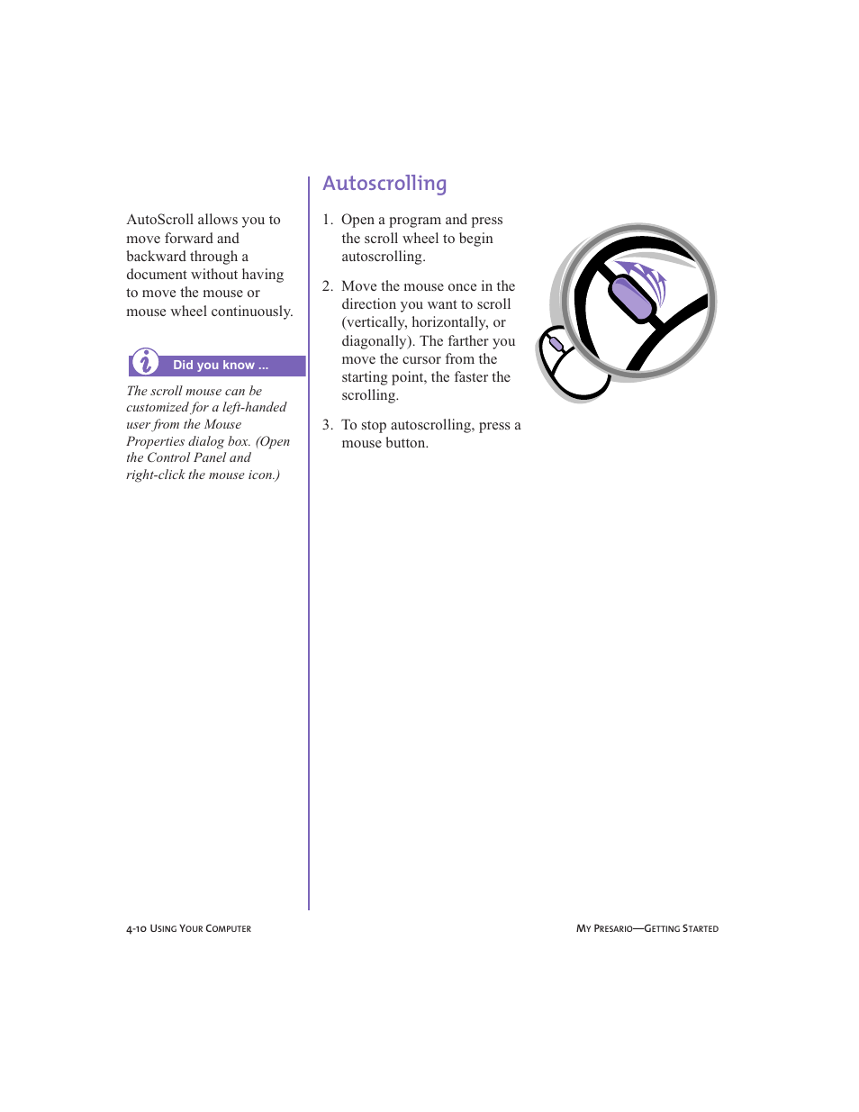 Autoscrolling, Autoscrolling -10 | Compaq Presario User Manual | Page 35 / 96