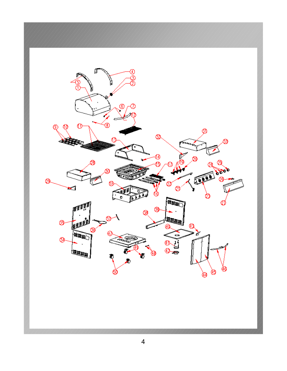 Grill parts diagram | Permasteel TG-09P01-SB User Manual | Page 7 / 26