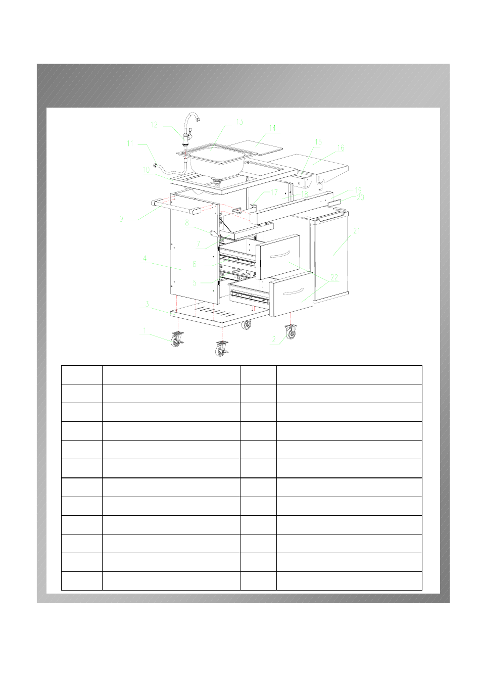 Grill parts list | Permasteel PS-OK001 User Manual | Page 4 / 12