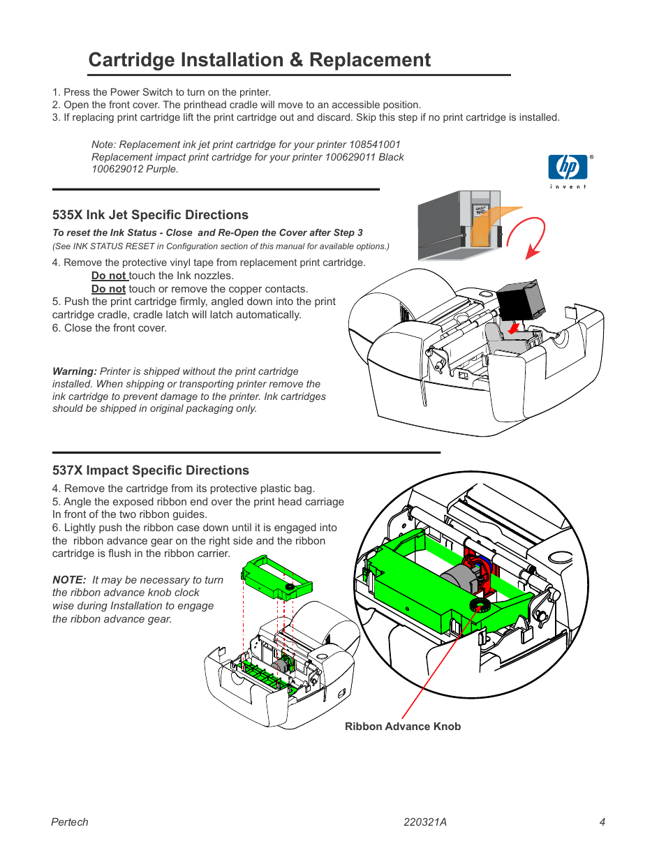 Validation and document guides, Validation print fields, Cartridge installation & replacement | Pertech 5300 Series User Manual | Page 11 / 41