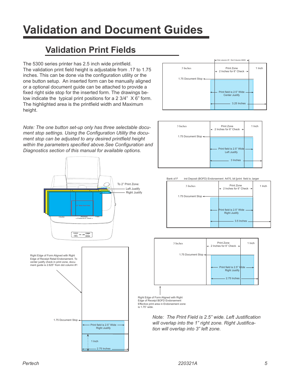 Document guide installation, Validation and document guides, Validation print fields | Pertech 5300 Series User Manual | Page 12 / 41