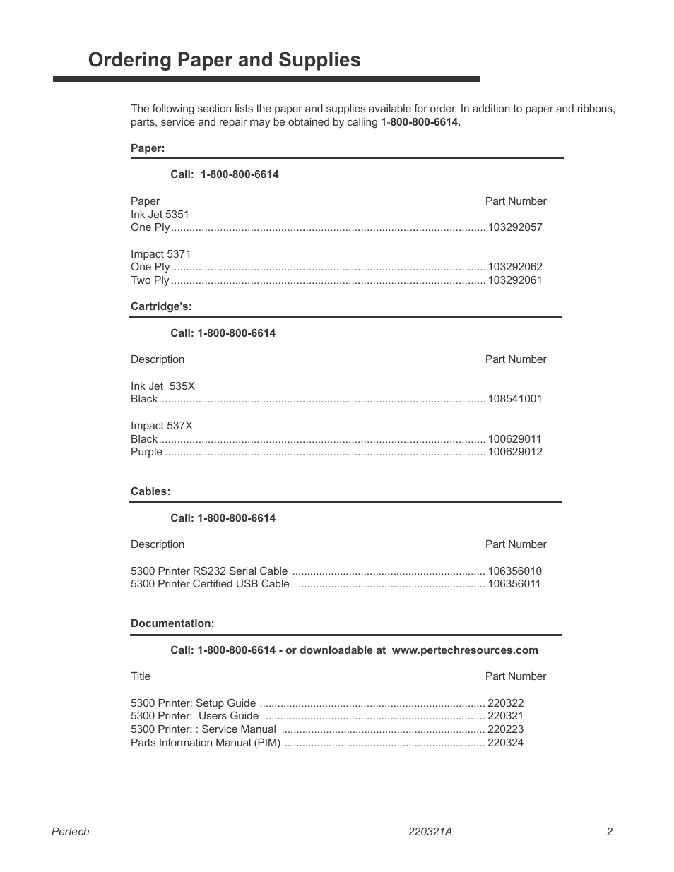 Operating the printer, Using the controls, 3 paper loading | Ordering paper and supplies | Pertech 5300 Series User Manual | Page 9 / 41