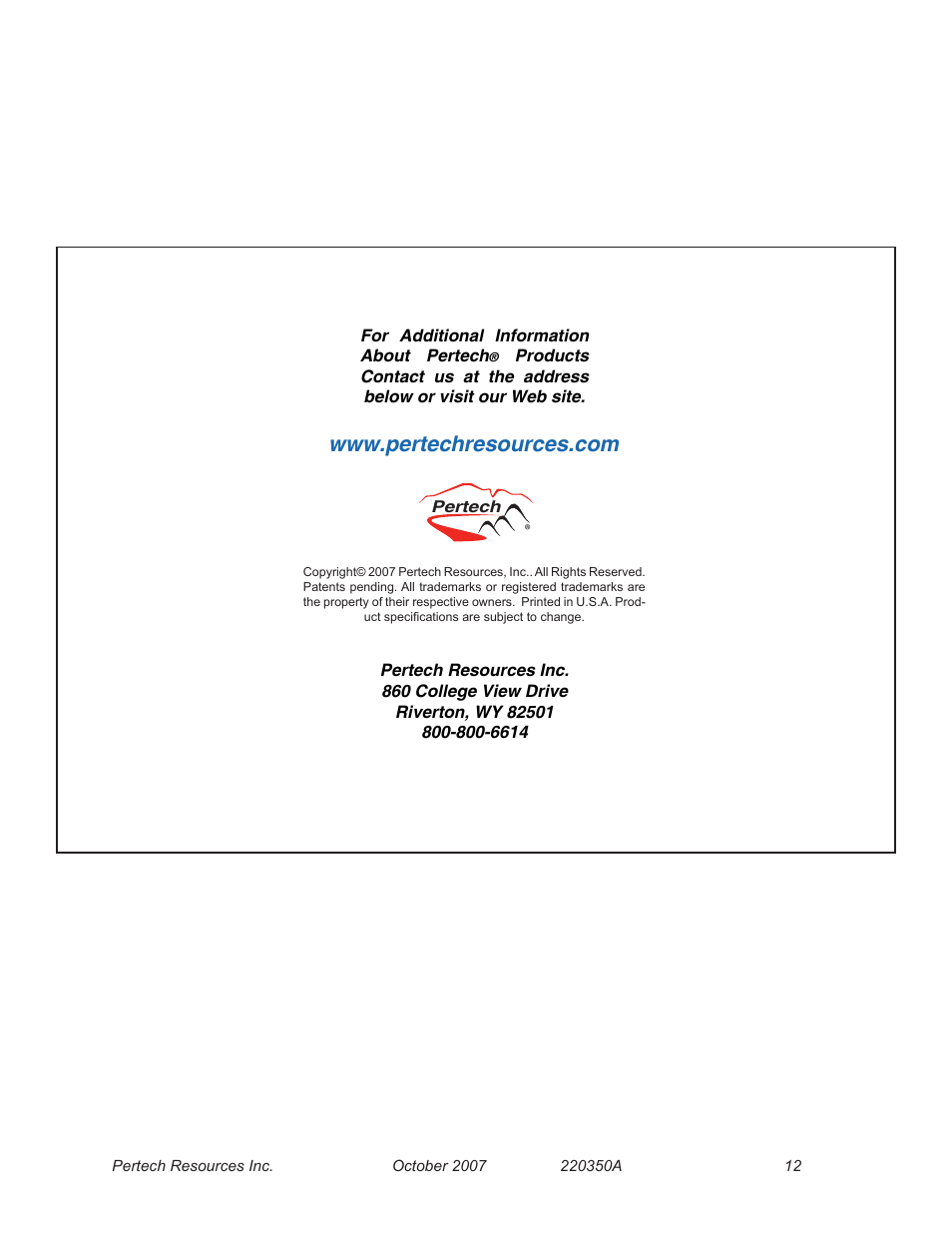 Pertech 6100 Series User Manual | Page 16 / 16