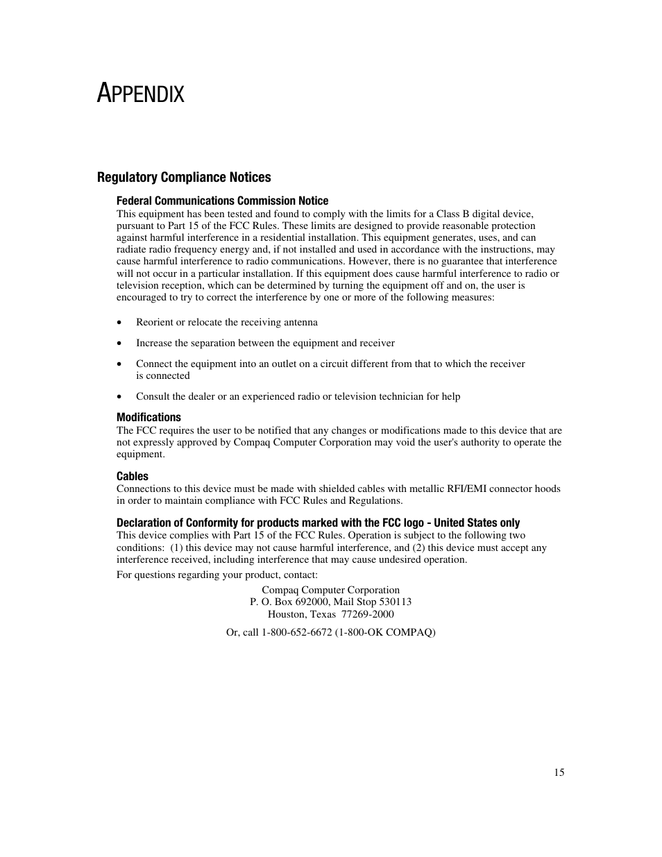 Ppendix | Compaq FP745A User Manual | Page 17 / 66