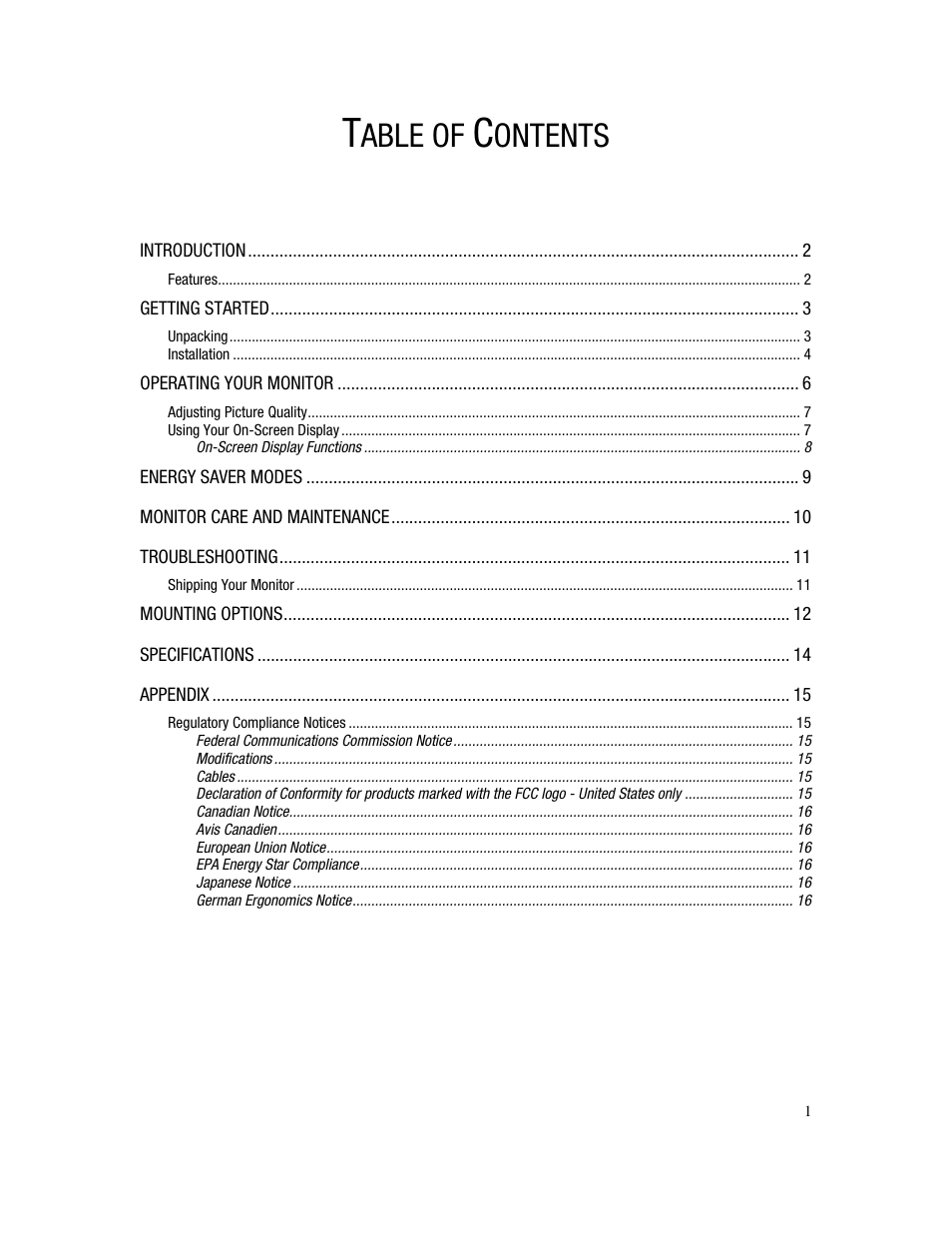 Able of, Ontents | Compaq FP745A User Manual | Page 3 / 66