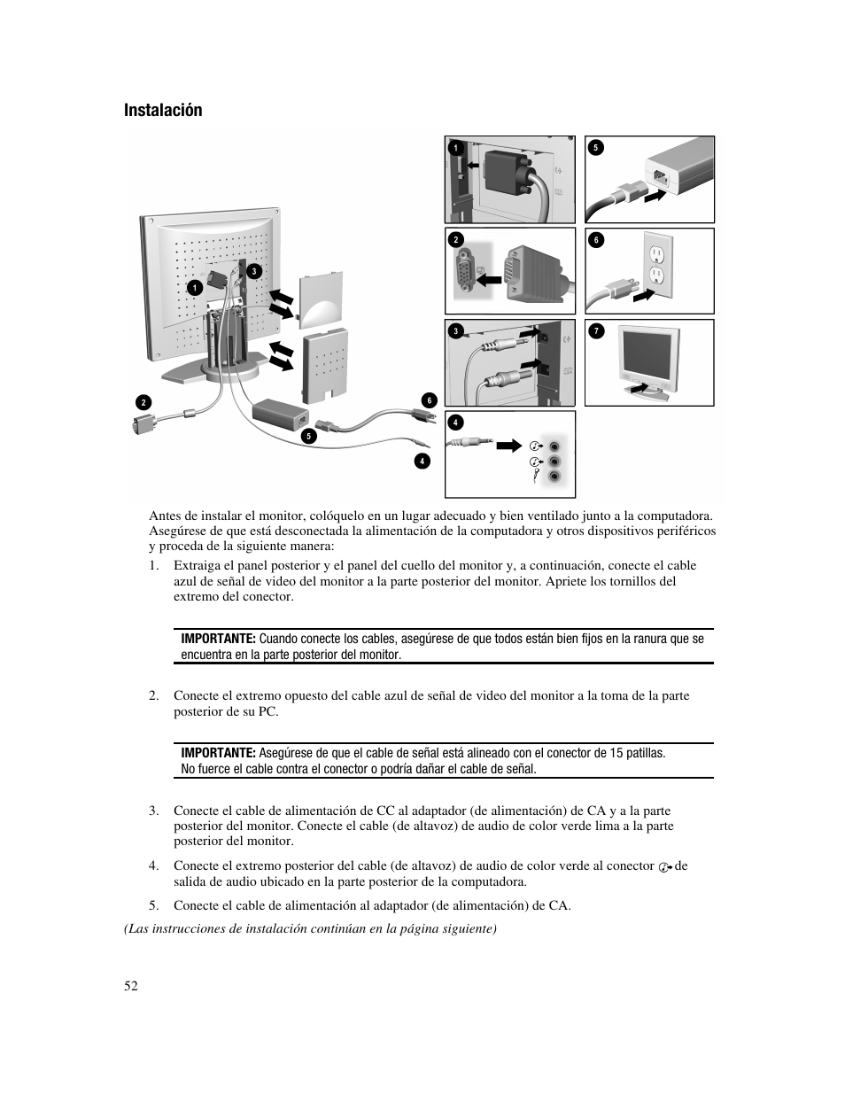 Instalación | Compaq FP745A User Manual | Page 54 / 66