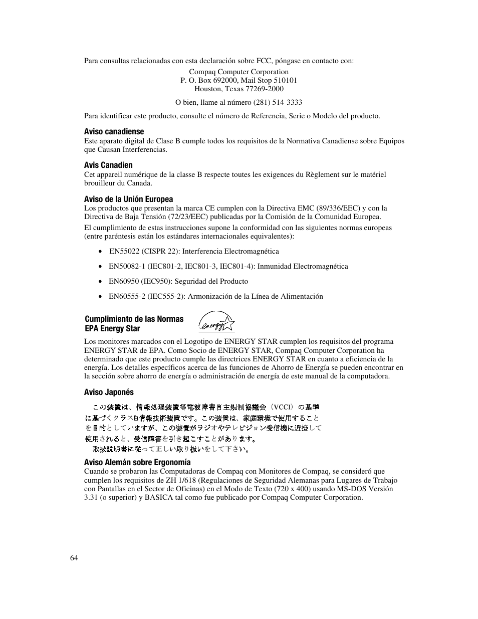 Compaq FP745A User Manual | Page 66 / 66