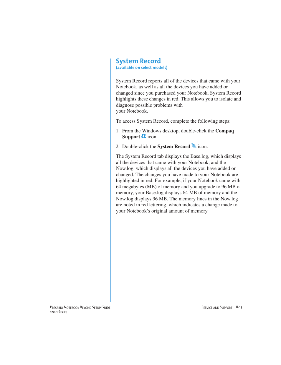 System record | Compaq 1200 User Manual | Page 103 / 158