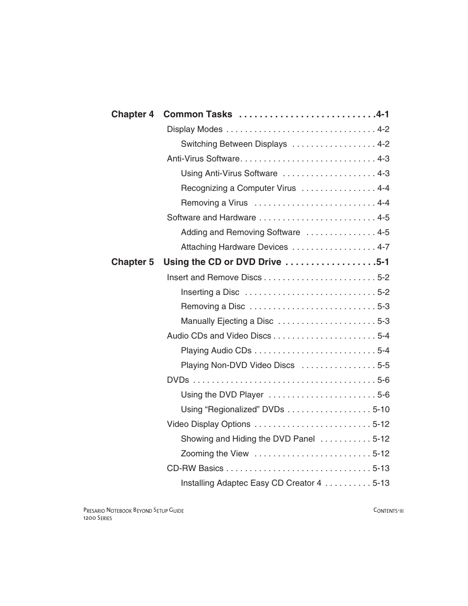 Compaq 1200 User Manual | Page 5 / 158