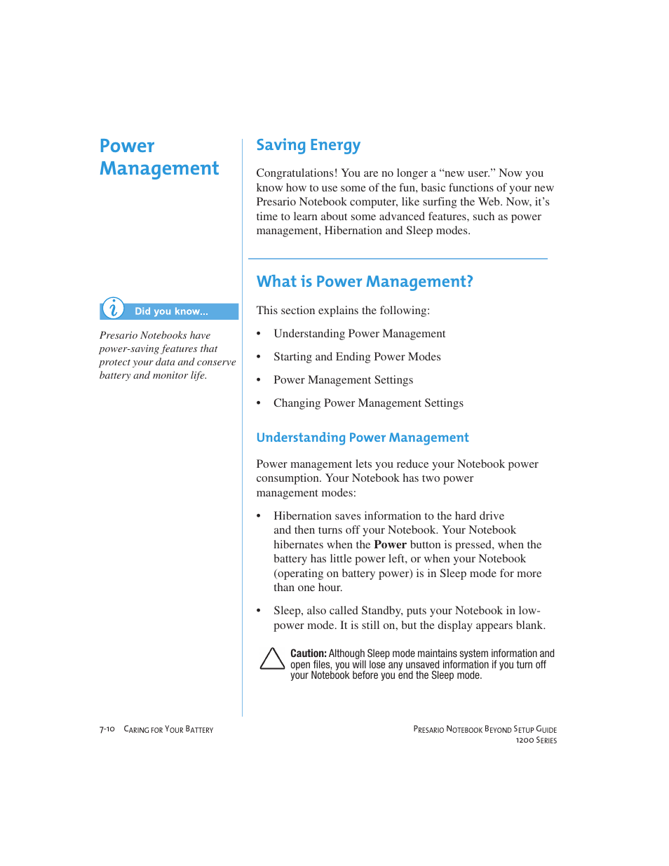 Power management, Saving energy, What is power management | Compaq 1200 User Manual | Page 88 / 158