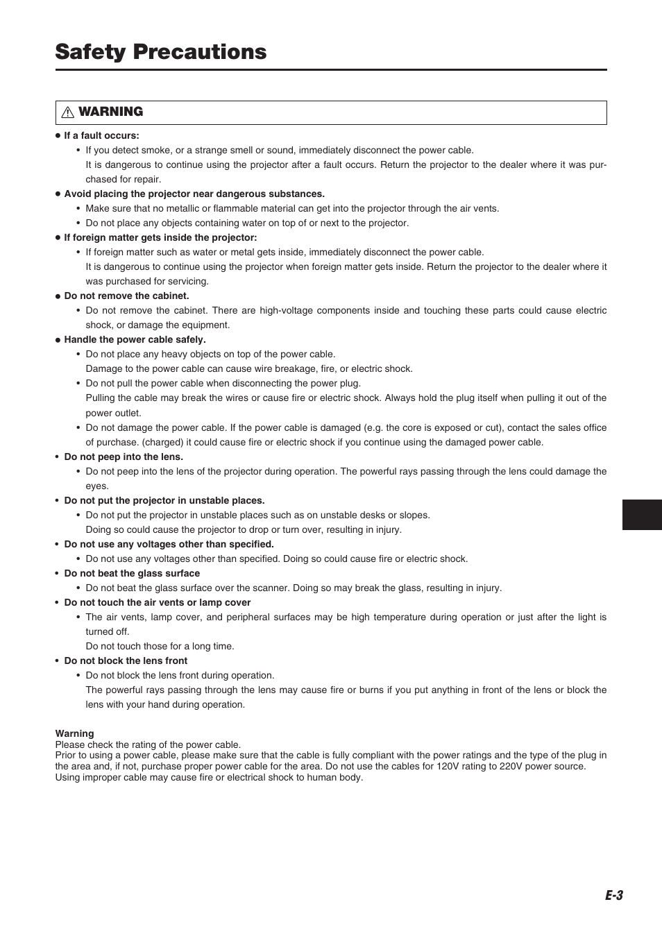 Safety precautions | Compaq iP-60E User Manual | Page 4 / 50