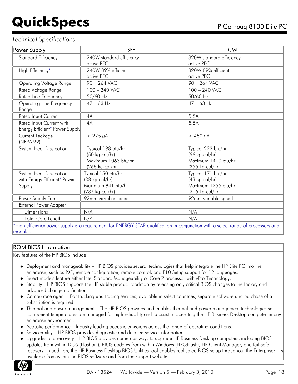 Quickspecs | Compaq 8100 User Manual | Page 18 / 58