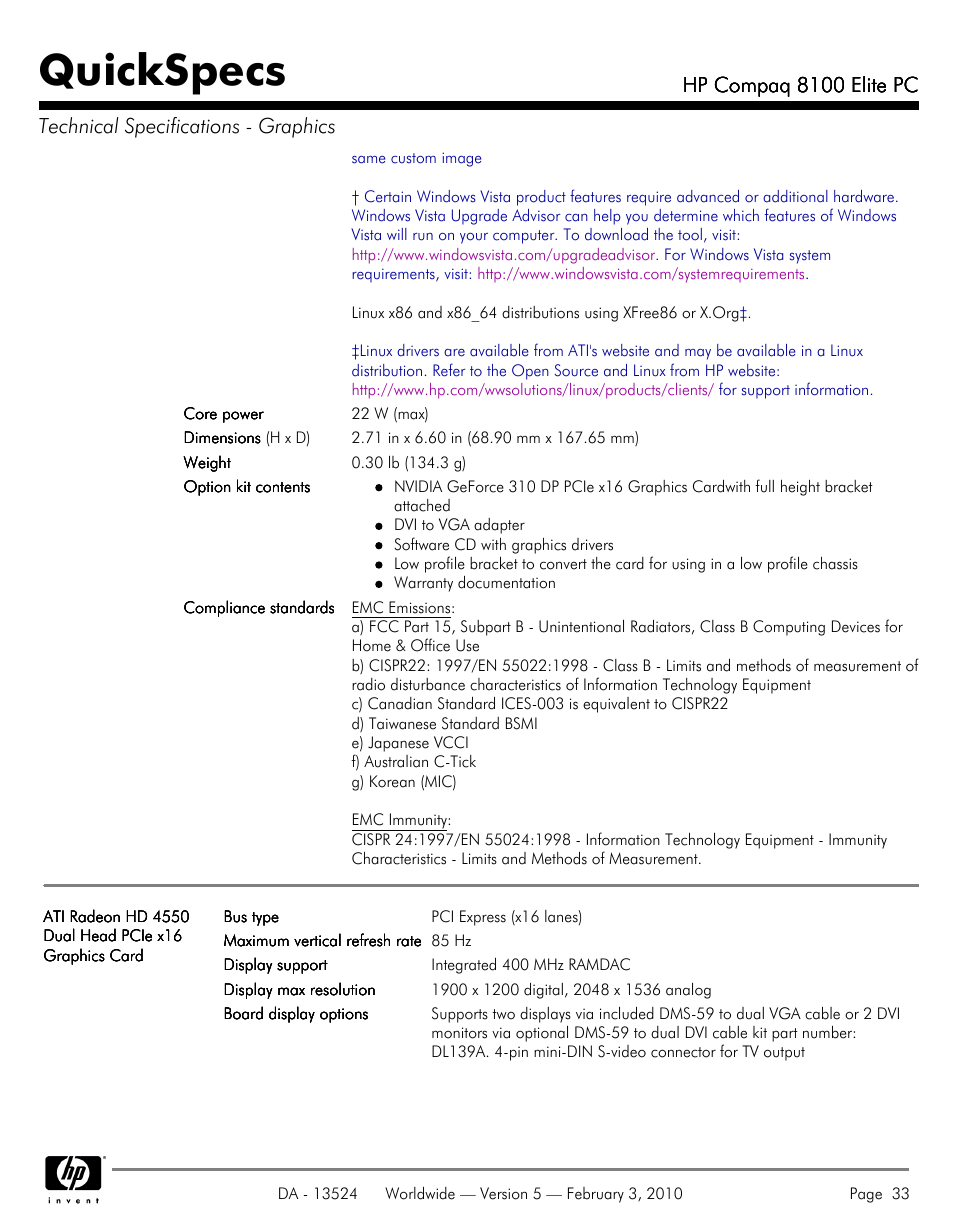 Quickspecs | Compaq 8100 User Manual | Page 33 / 58