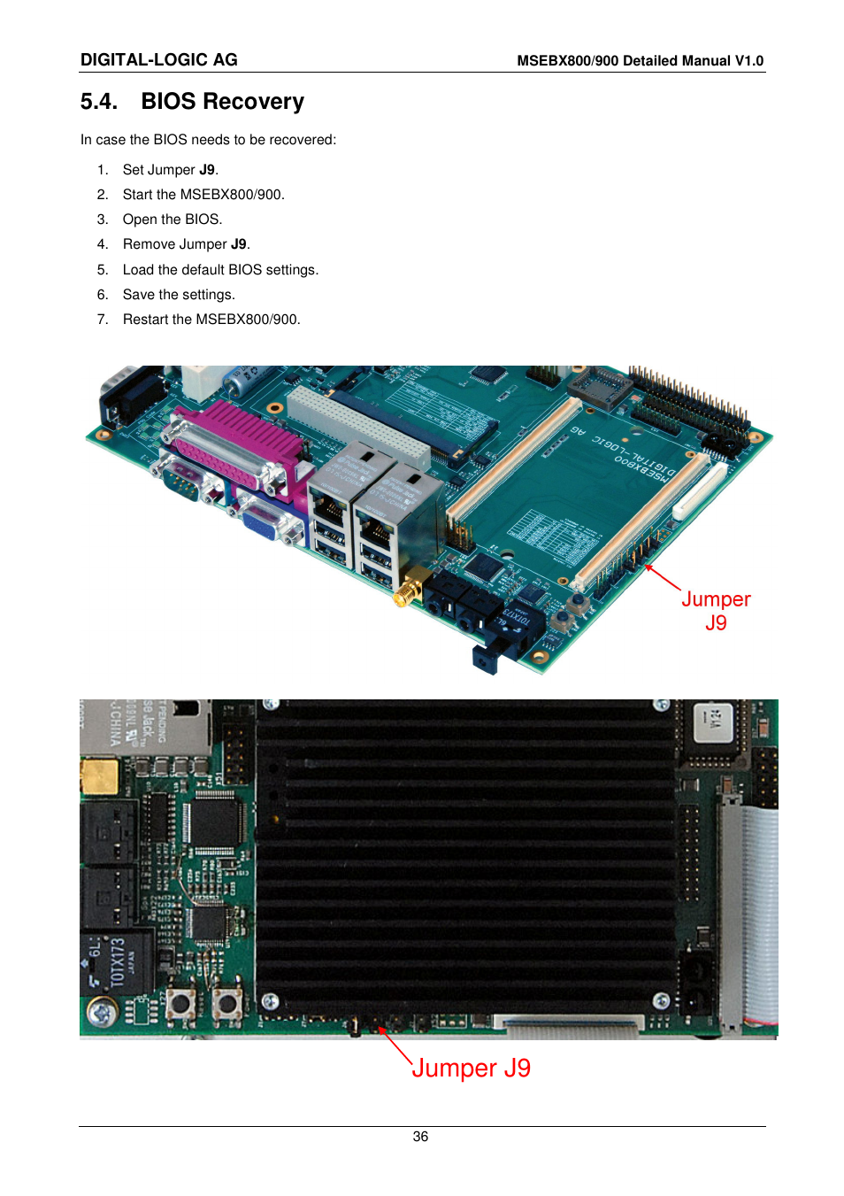 4 bios recovery, Bios recovery, Jumper j9 | Compaq MICROSPACE MSEBX900 User Manual | Page 36 / 53